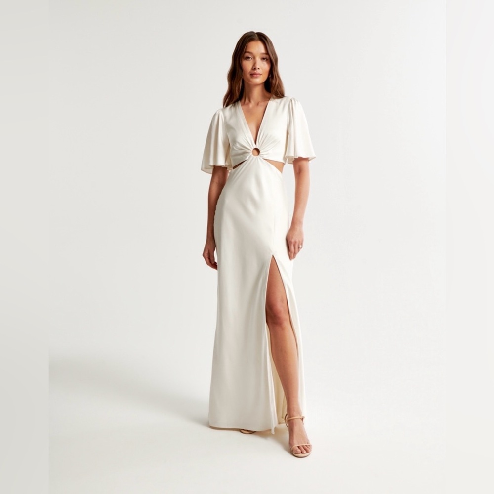 Abercrombie & Fitch Cream Maxi Dress with Ring Detail